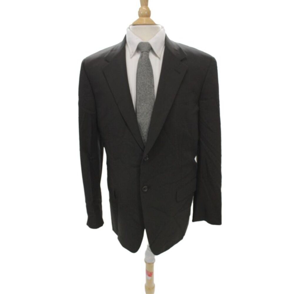 Prada Mens Black  Suit Jacket 96% Virgin Wool Collared Size 52